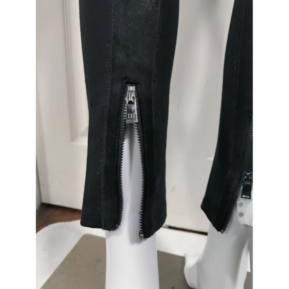 Haute Hippie Black Suede Leather Front Ponte Back High Waist Ankle Zip XS - Picture 13 of 13